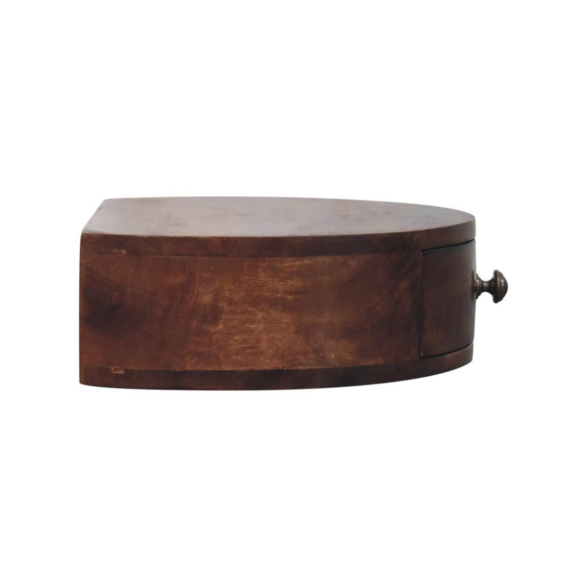 NACHTKASTEN Honigkaramell Wandmontiert Abgerundet, 1 Schublade, Dunkelbraun - Dunkelbraun/Messingfarben, Holz/Metall (40/11/31cm) - Artisan Furniture