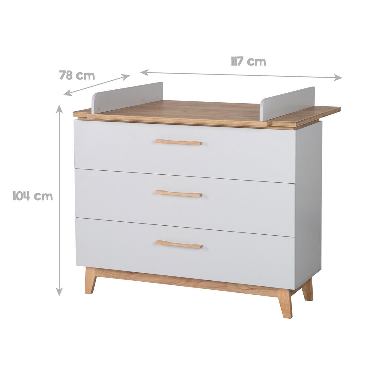 BABYZIMMER-SET Caro I 3-teilig - Hellgrau, Holzwerkstoff (78/89/144cm) - Roba