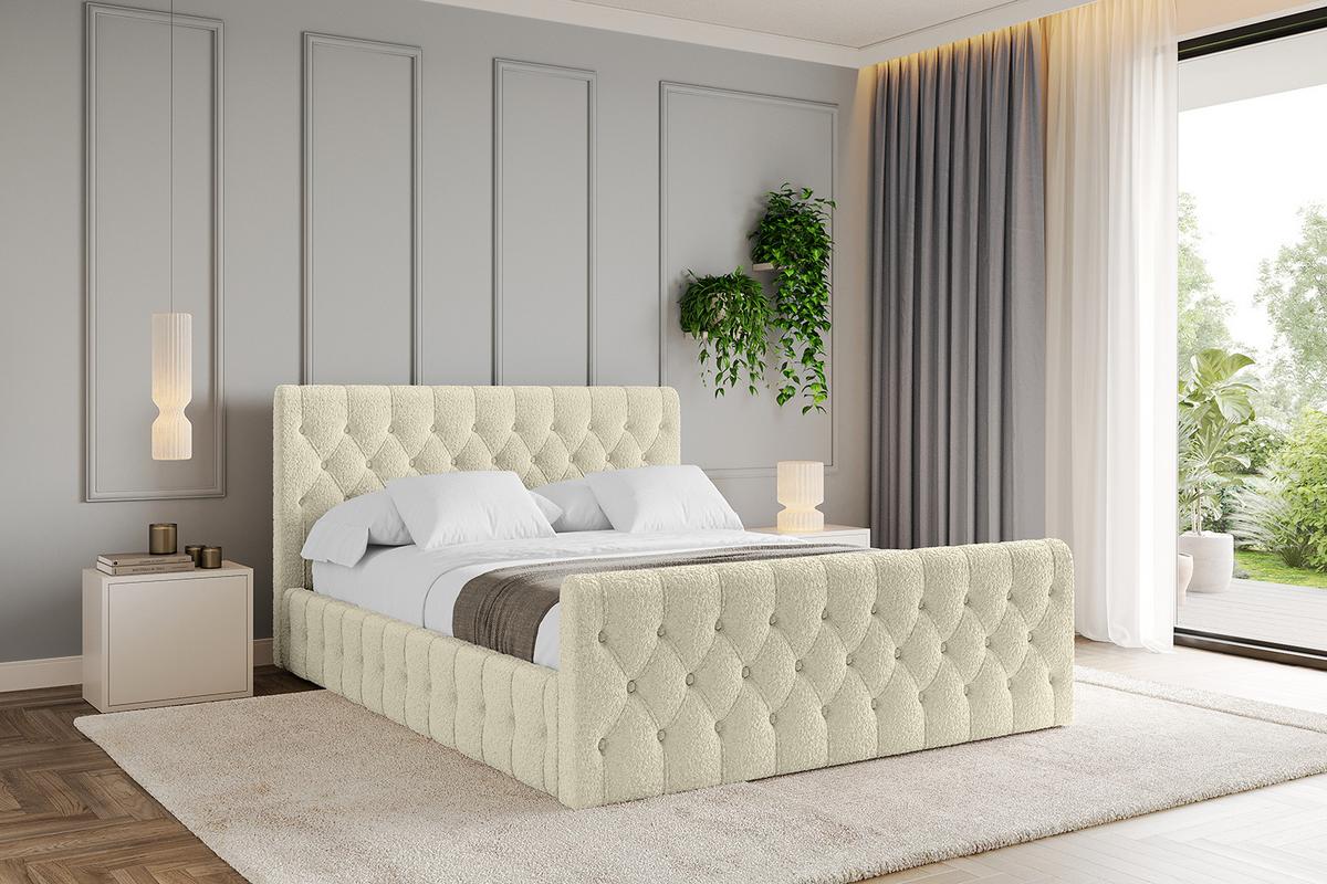 POLSTERBETT mit Bettkasten, Fußteil und Lattenrost, Boxbett mit Matratze H3/H4 - LARO-Z 180x200 Beige - Taupe, Holzwerkstoff/Textil (180/200cm) - ALTDECOR