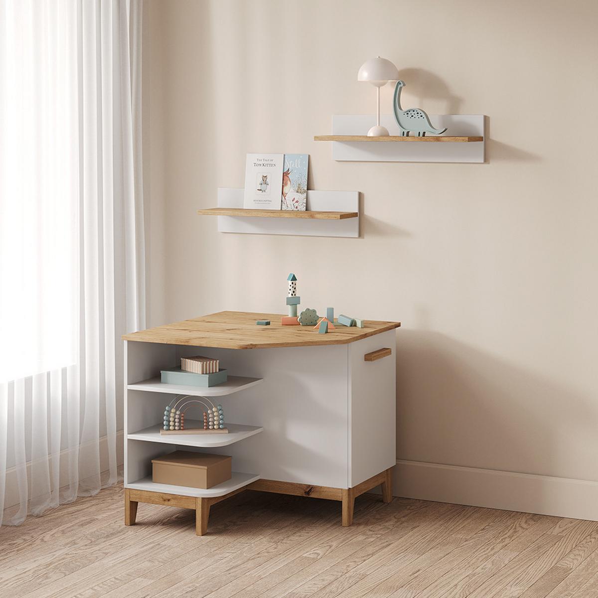 WICKELKOMMODE Mailo Weiß/Artisan mit Tür - Weiß/Eiche Artisan, Holzwerkstoff (85/85.2/85cm) - Livinity®