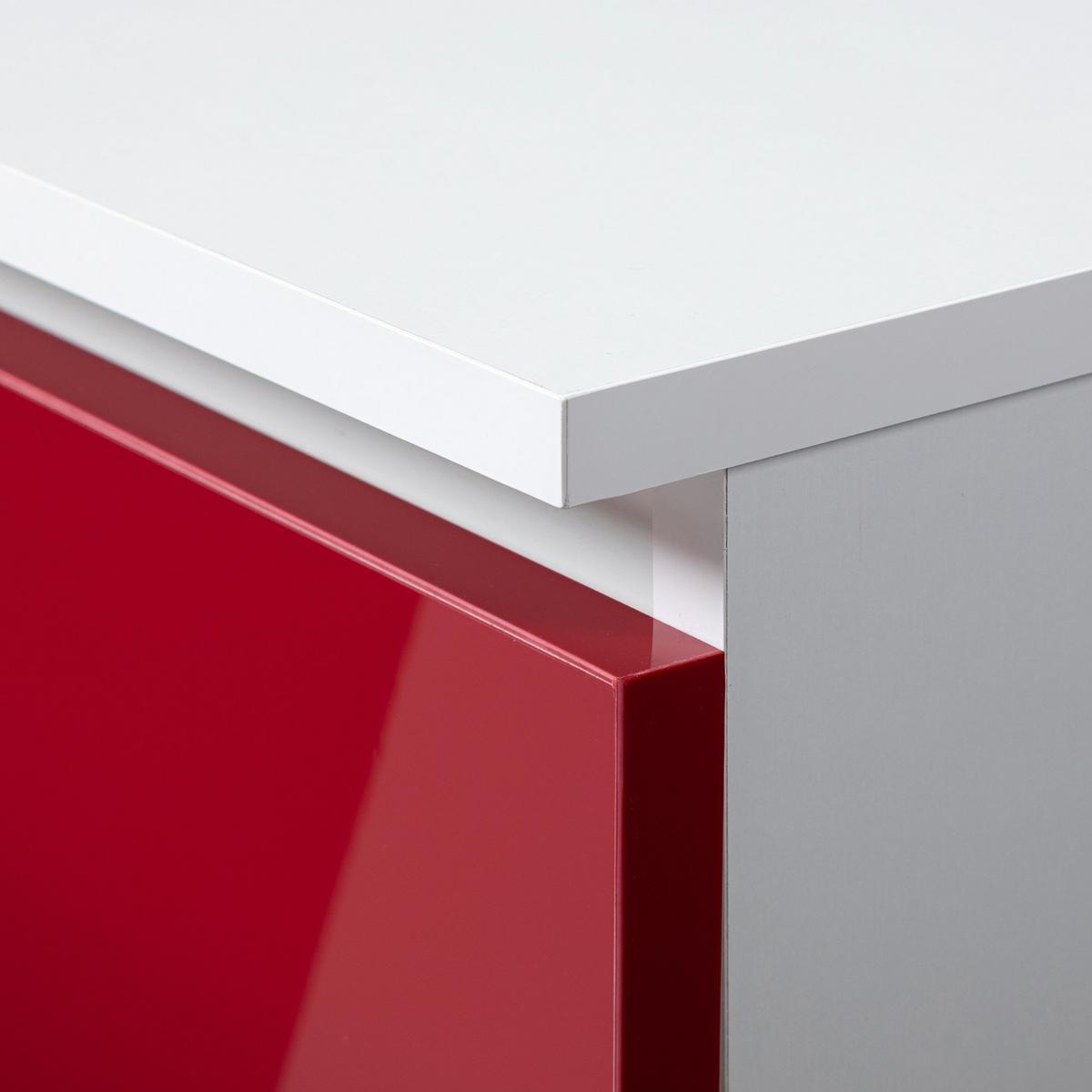 KOMMODE Weiß, Rot Glanz 121/138/40 - Weiß, Holzwerkstoff (138/121/40cm) - RAUMHIRSCH FURNITURE