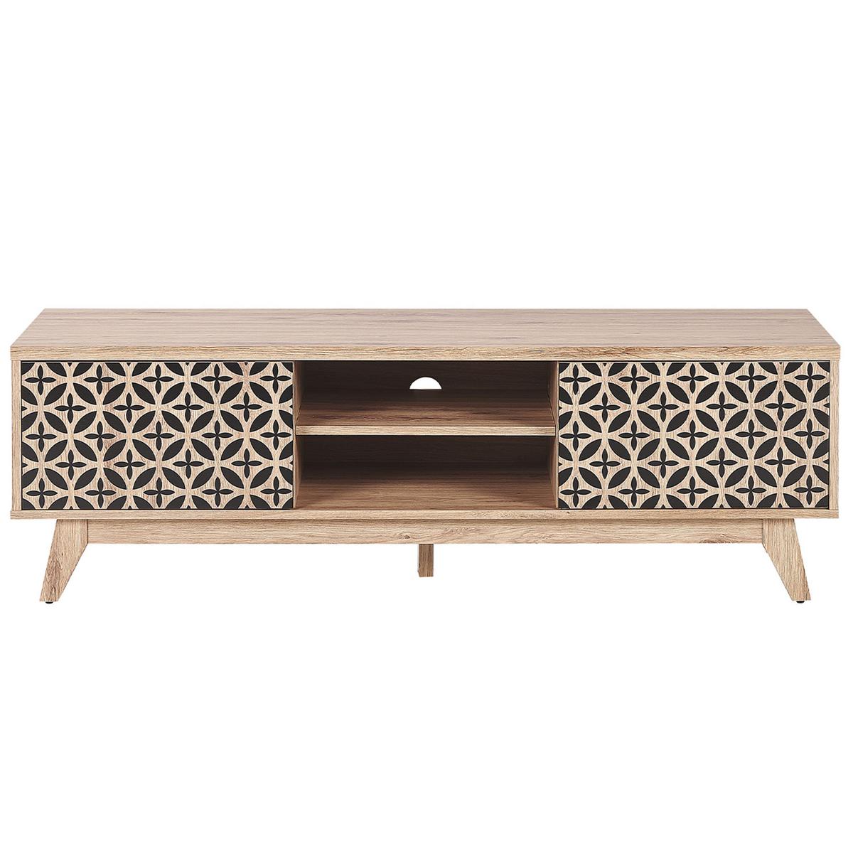 TV-MÖBEL Hellbraun, Schwarz PRESCOT 40/140/45 cm - Hellbraun, Holzwerkstoff (140/45/40cm) - Beliani