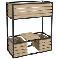 HOCHBEET aus Holz, 2-Stufiger Blumenkasten mit Ablage, für Garten, Balkon, Hellbraun - Braun, Metall (39/100/83cm) - Outsunny