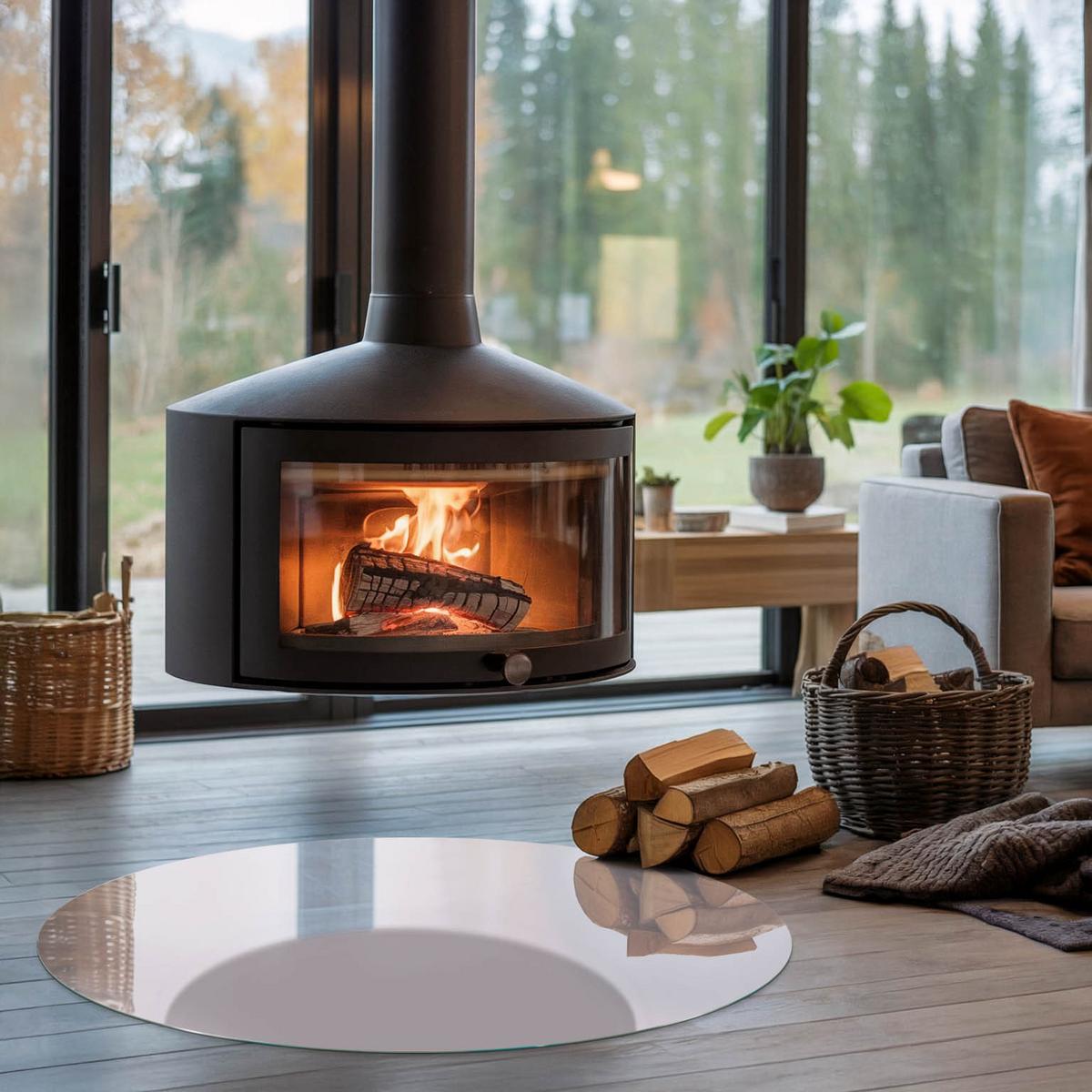 GLASPLATTE für Kamin Ø 100 cm - Lila, Glas (100/100/0.4cm) - TULUP