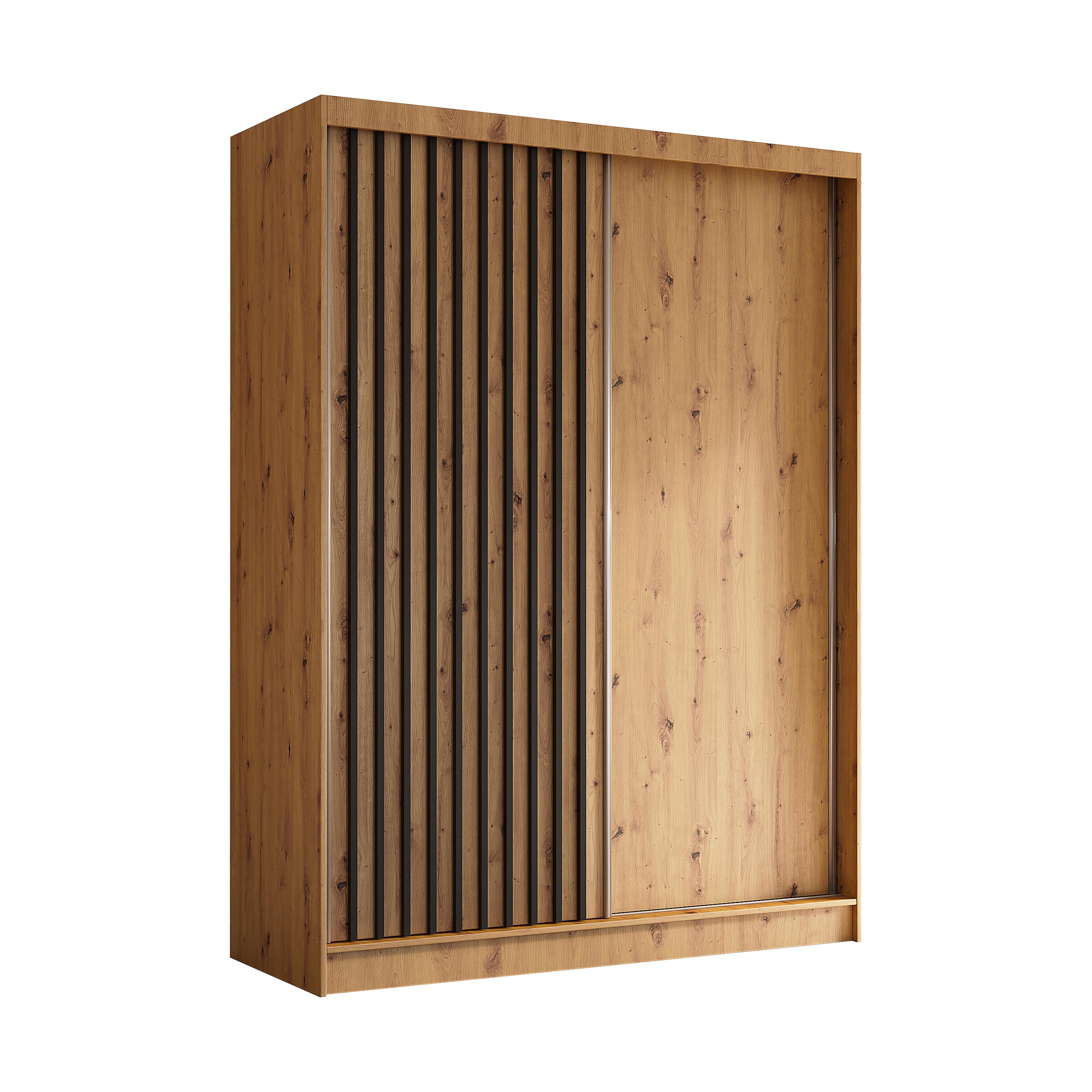 SCHWEBETÜRENSCHRANK LAMELLO 160/216/61 cm 2-türig Eiche Artisan - Eiche Artisan, Holzwerkstoff (160/216/61cm) - MASSENO