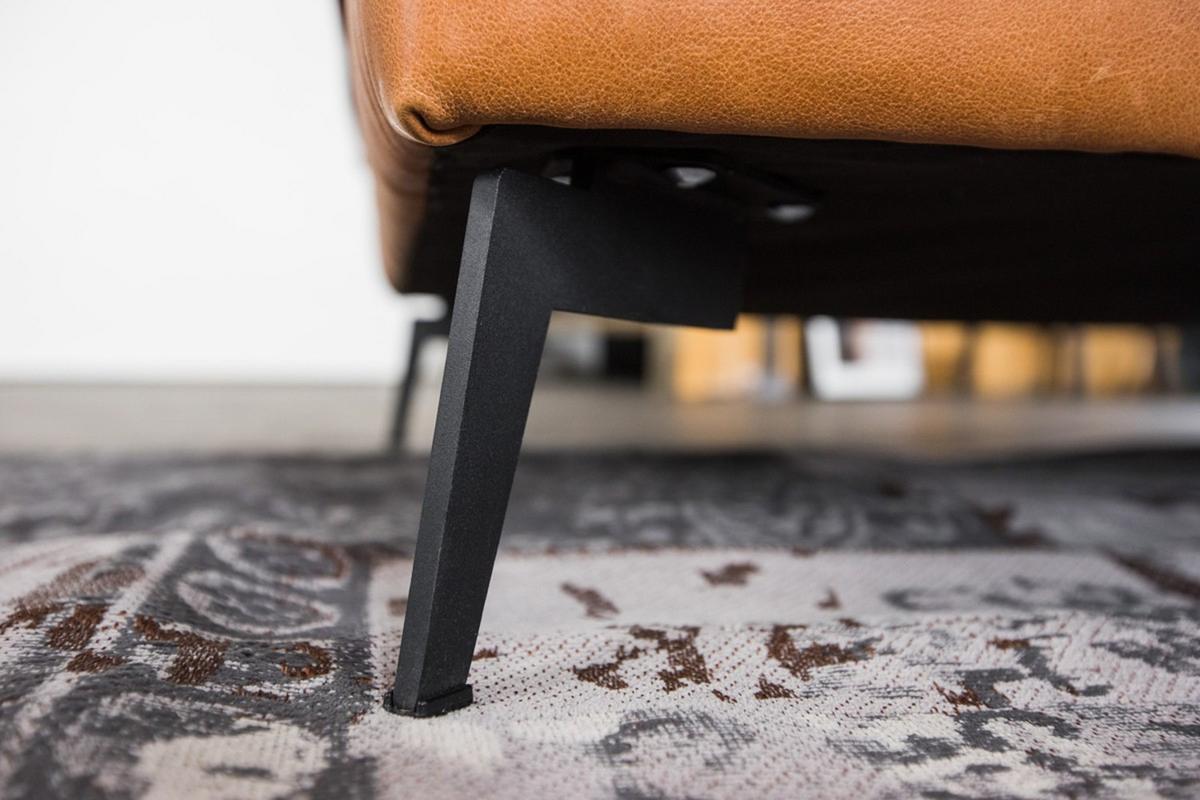 ECKSOFA BLOOM Braun Leder - Schwarz/Braun, Leder/Metall (276/177cm) - KAWOLA
