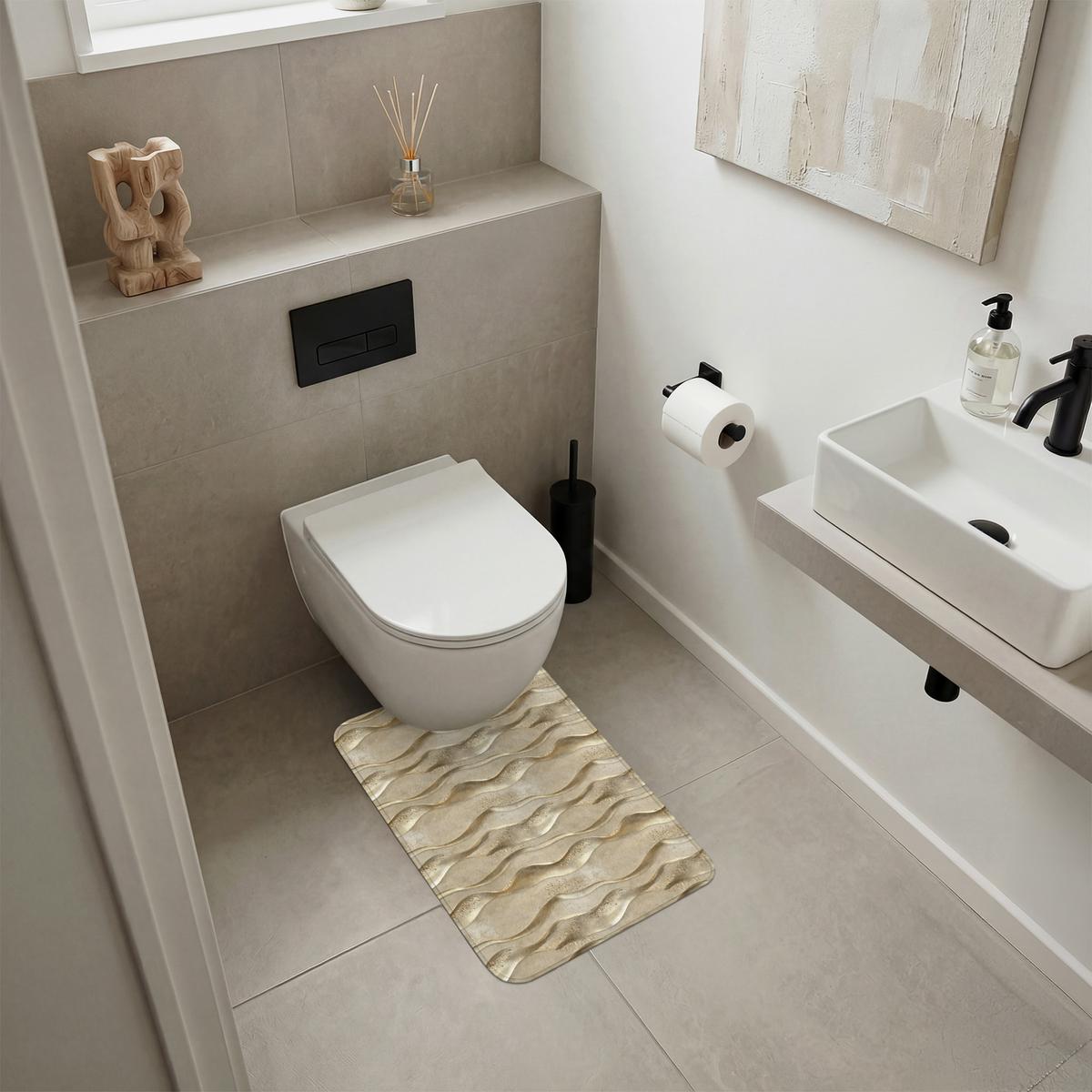 WC-VORLEGER Wellen - Muster - Gold WC Teppich 40x60 cm - Messingfarben, Textil (40/1cm) - OnlyWow