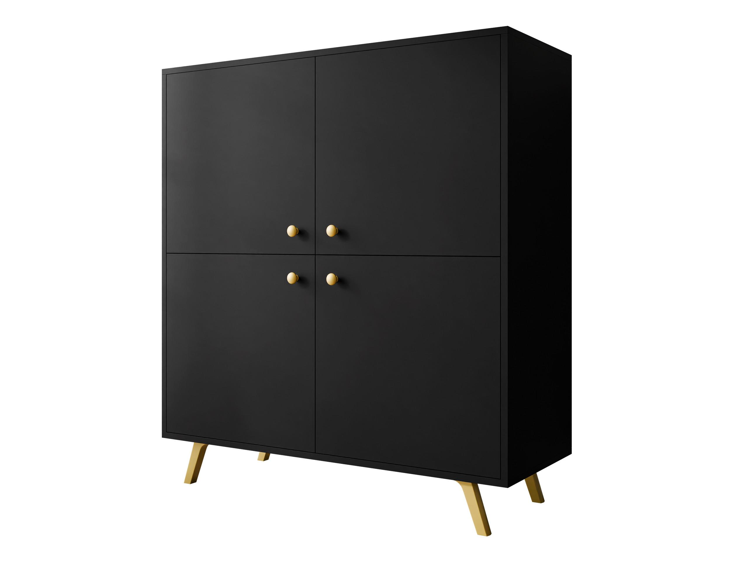 TÜRKOMMODE Siena 4D - Goldfarben/Schwarz, Holzwerkstoff/Metall (100/112/41cm) - MIRJAN24