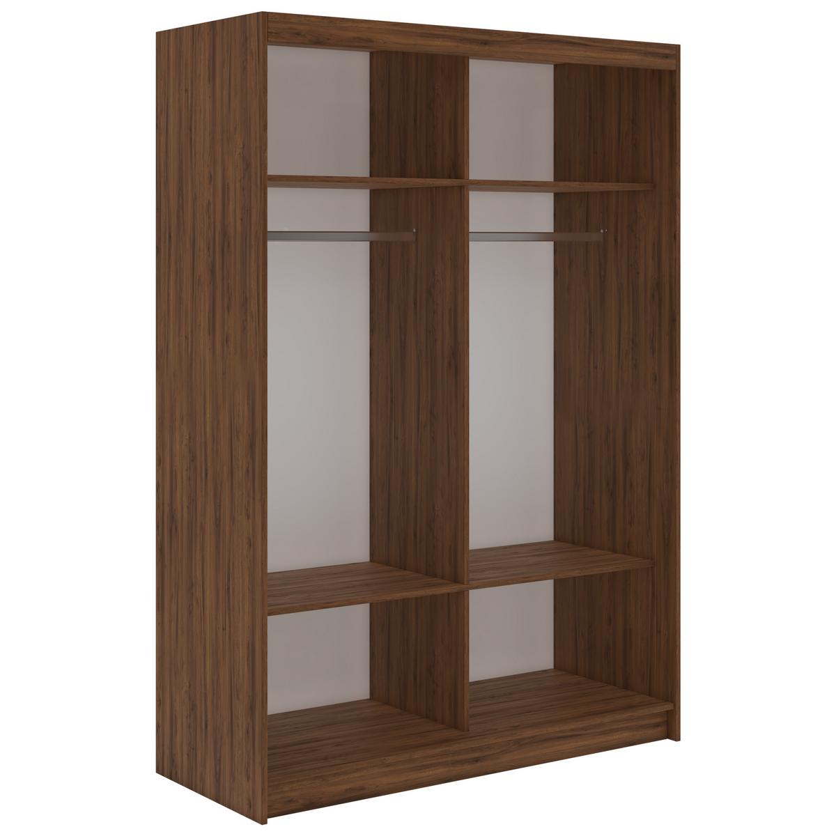 SCHWEBETÜRENSCHRANK 150 - SKORIA - Warmia Walnuss mit Spiegel - Walnussfarben/Alufarben, Holzwerkstoff/Metall (150/216/61cm) - MKS