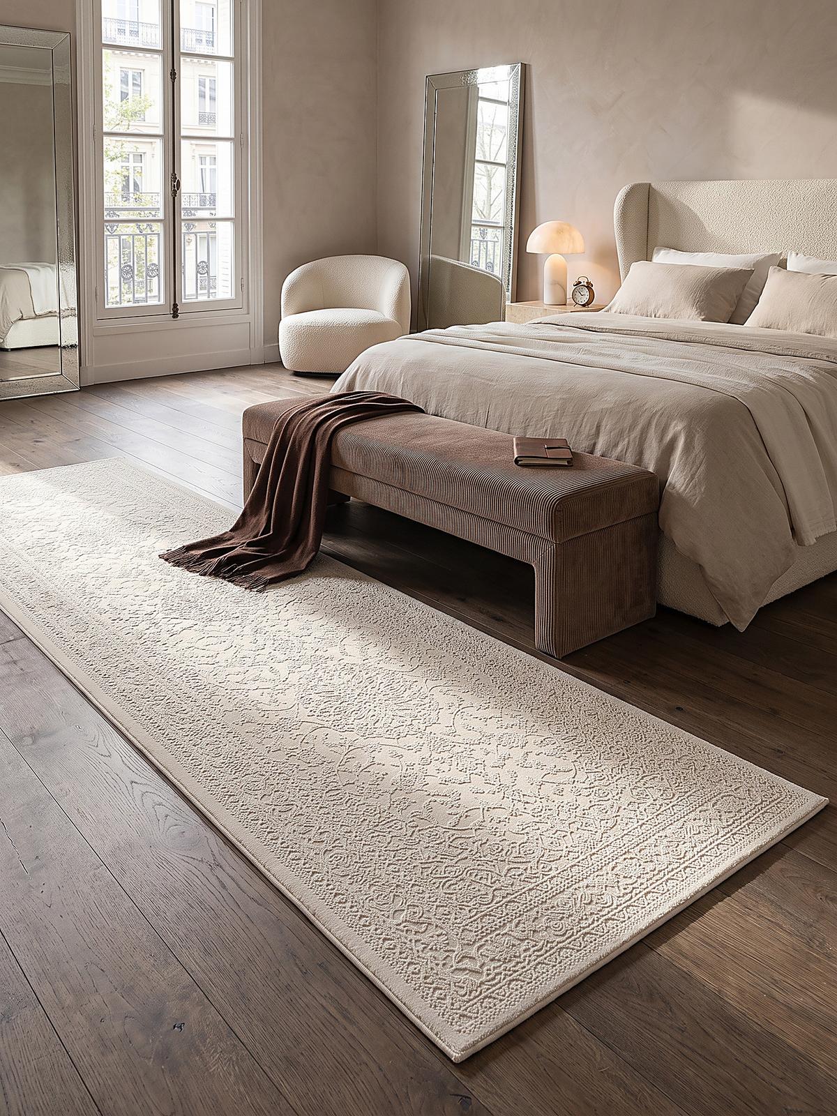 TEPPICHLÄUFER Uni KASOS Polyester Creme 80 x 150 cm - Beige, Textil (80/150cm) - KADIMA DESIGN