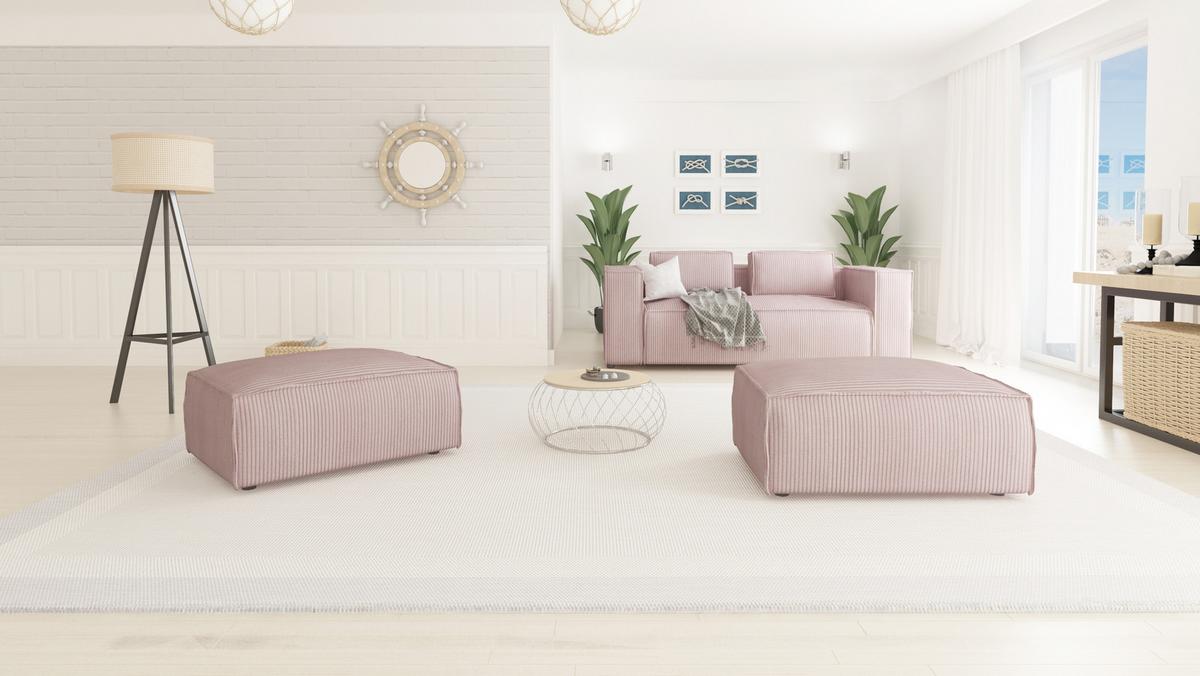 HOCKER Nova Puderrosa Cord - Pink/Schwarz, Holz/Kunststoff (93/46/73cm) - S-Style Möbel