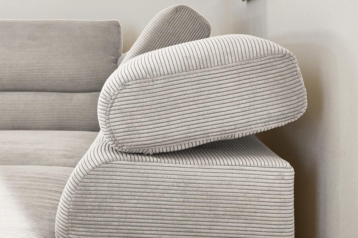 ECKSOFA DELIA Silber Cord - Silberfarben/Schwarz, Textil/Metall (276/219cm) - KAWOLA