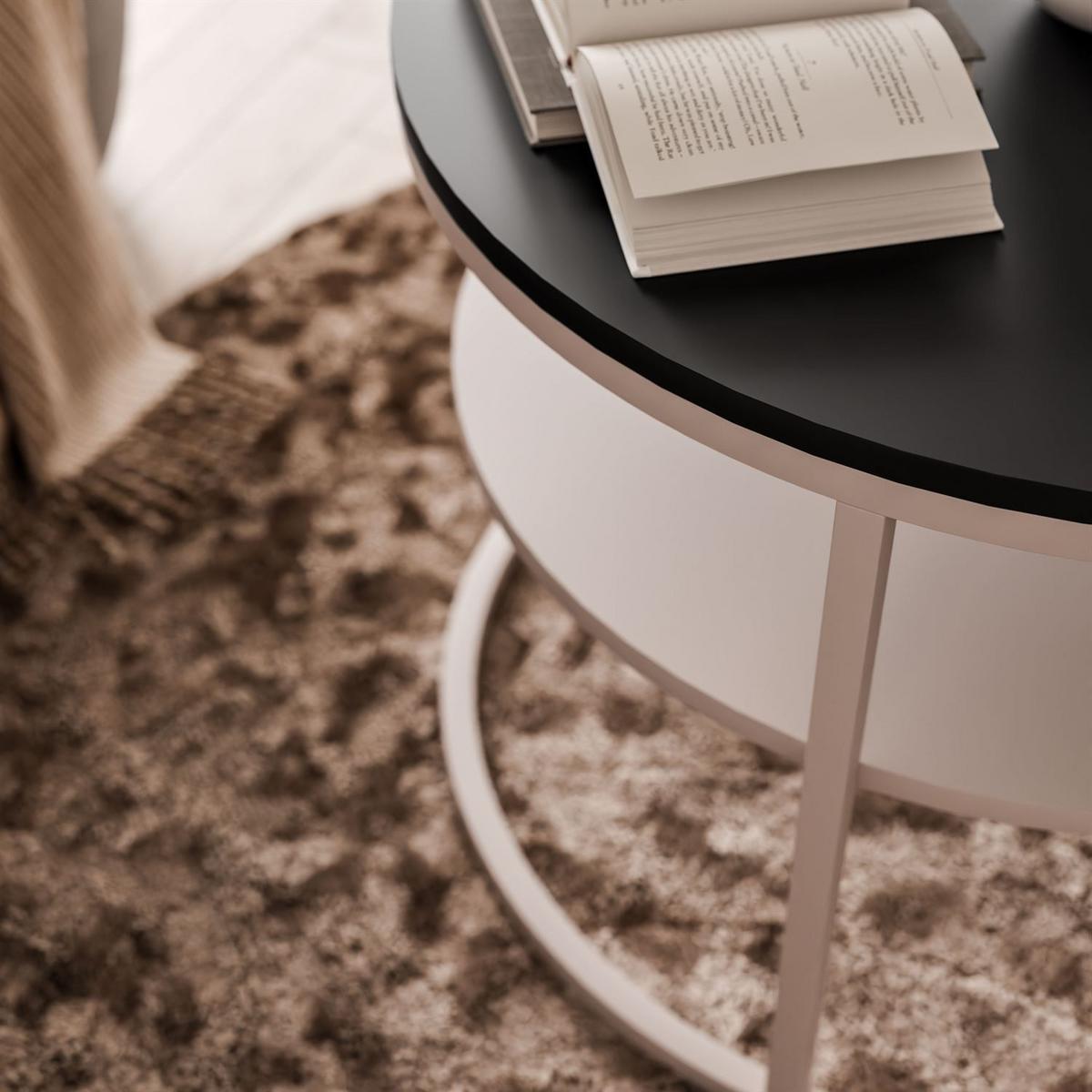 COUCHTISCH CIRI MATT KASCHMIR mit Ablage schwarze Platte - Schwarz, Holzwerkstoff (70/70/49cm) - Lookway