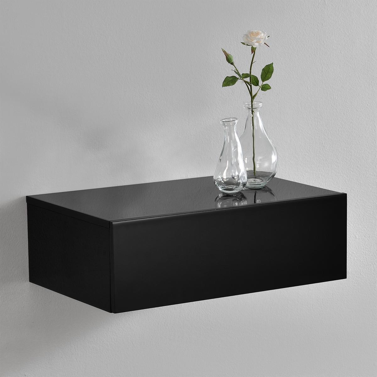 WANDREGAL Oslo - Schwarz Hochglanz, Holzwerkstoff (46/15/30cm) - [en.casa]