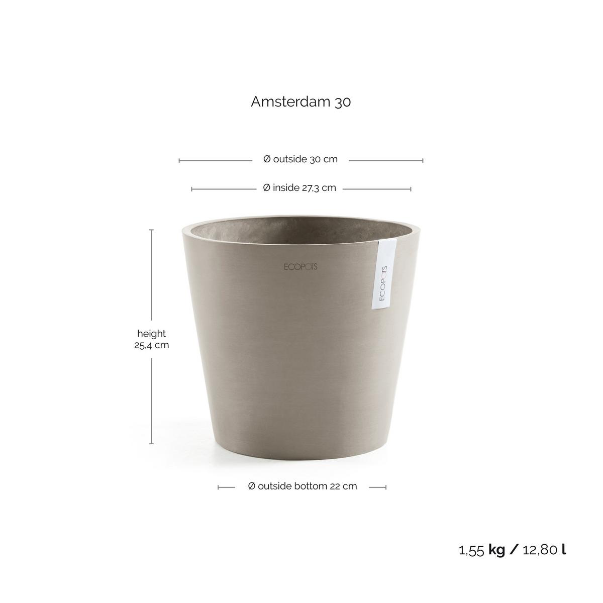 BLUMENTOPF Amsterdam 30/25,4 cm Taupe - Taupe, Kunststoff (30/25.4cm) - Ecopots