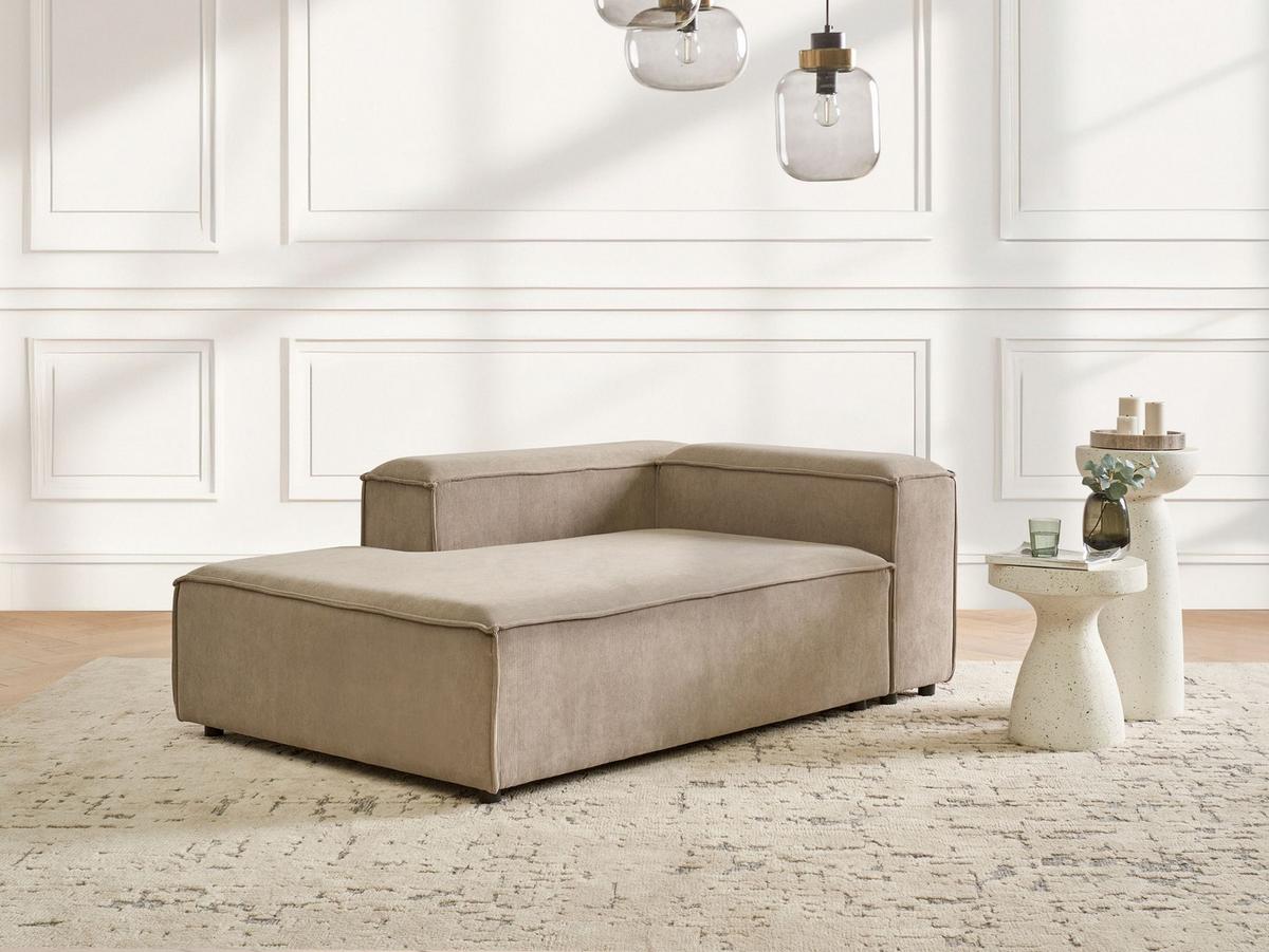 CHAISELONGUE-RECHTSSEITIGE Cord Hellbraun Ardal - Hellbraun/Schwarz, Textil (119/68/180cm) - Beliani