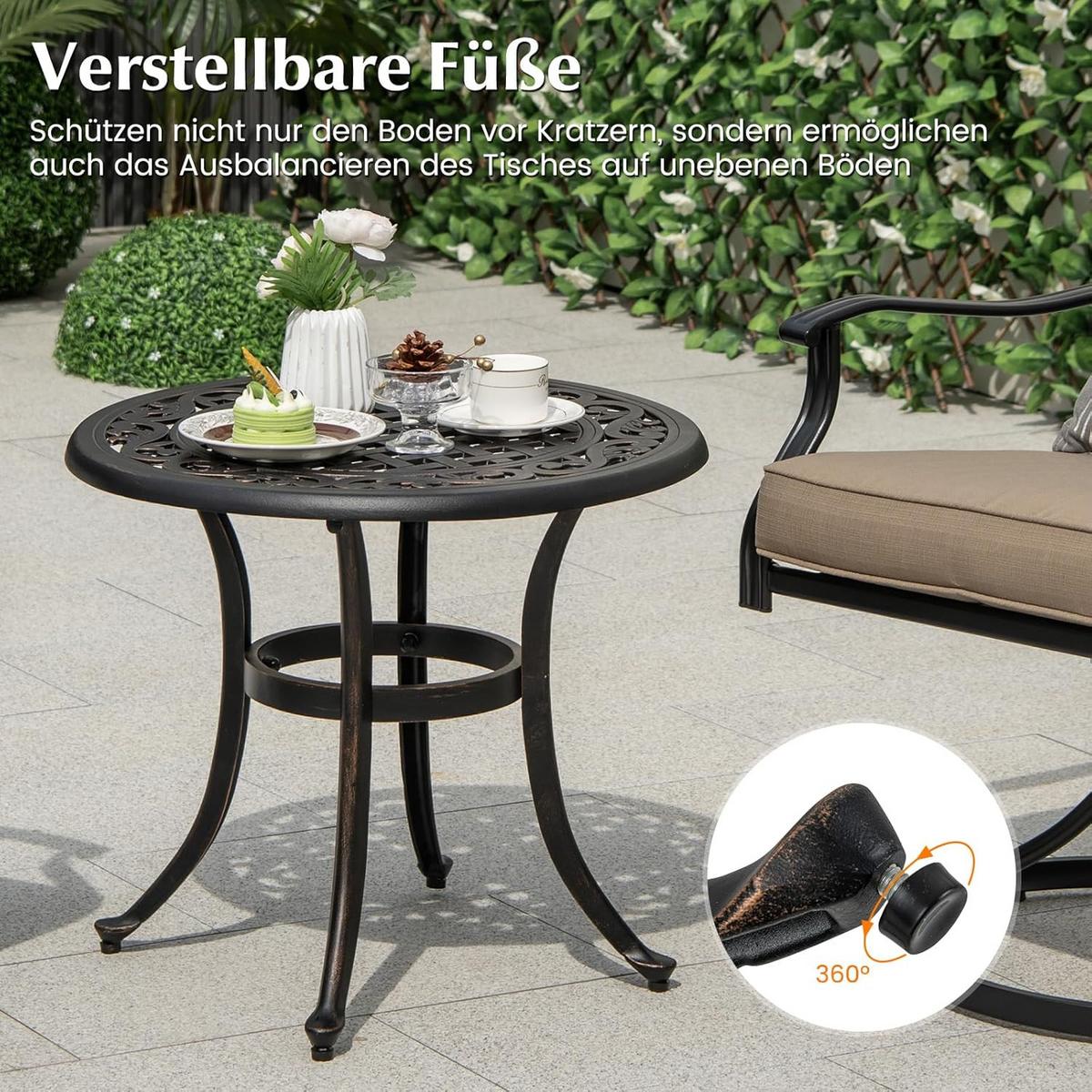 BEISTELLTISCH Antikbraun - Bronzefarben, Metall (60/60/53cm) - COSTWAY