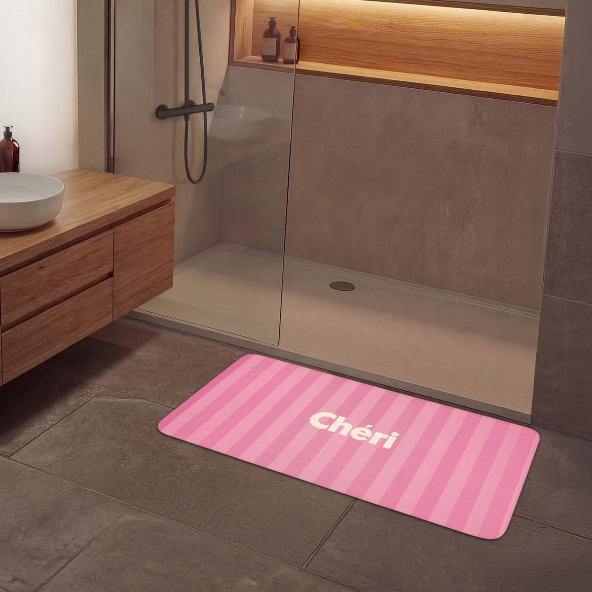BADEMATTE Gestreift - Rosa - Chéri 120x60 cm - Pink, Textil (120/60cm) - OnlyWow