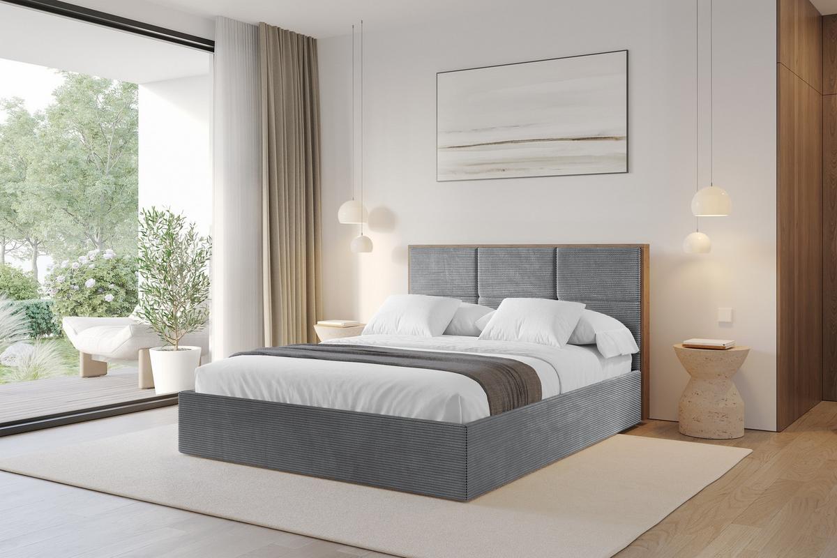 POLSTERBETT mit Bettkasten und Lattenrost, Bett mit Matratze H3/H4 - LILA 140x200 Dunkelgrau - Anthrazit, Holzwerkstoff/Textil (140/200cm) - ALTDECOR