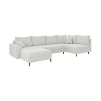 WOHNLANDSCHAFT Henrik Weiß Boucle - Ottomane Links - Weiß/Braun, Holz/Textil (310/81/161cm) - S-Style