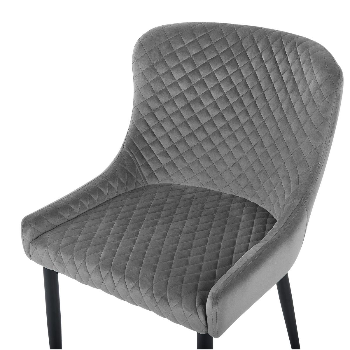 ESSZIMMERSTUHL 2er-Set Samtstoff Grau Solano - Grau, Textil/Metall (51/82/52cm) - Beliani