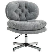 BÜROSTUHL, Gepolsterter Schreibtischstuhl, Leinenoptik, Grau - Silberfarben/Grau, Textil/Metall (65/94/65cm) - HOMCOM