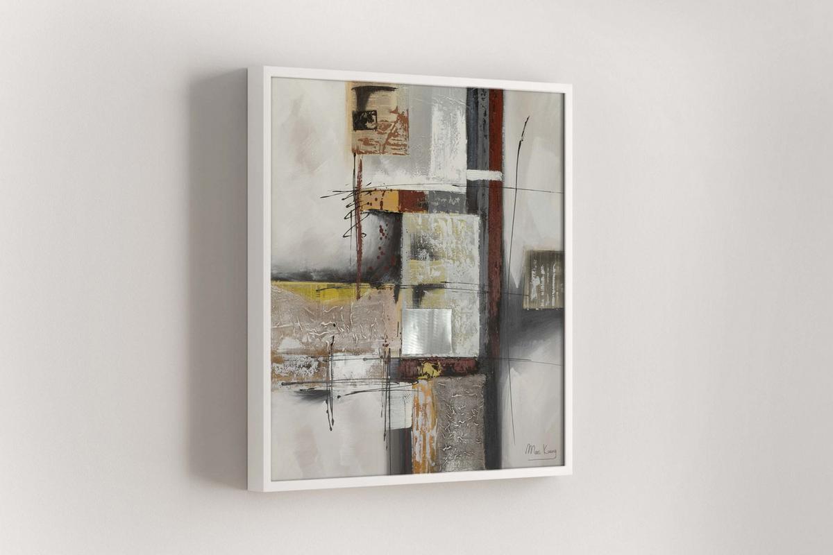 ACRYLBILD HANDGEMALT 80/80 cm - Beige/Grau, Holz/Textil (80/80cm) - KUNSTLOFT