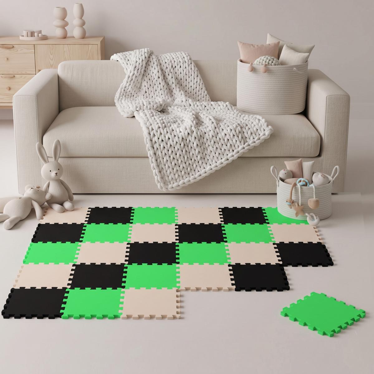 SPIELMATTE ab Null - 270/90 cm Puzzlematte Schwarz - Multicolor, Kunststoff (30/30cm) - Littletom