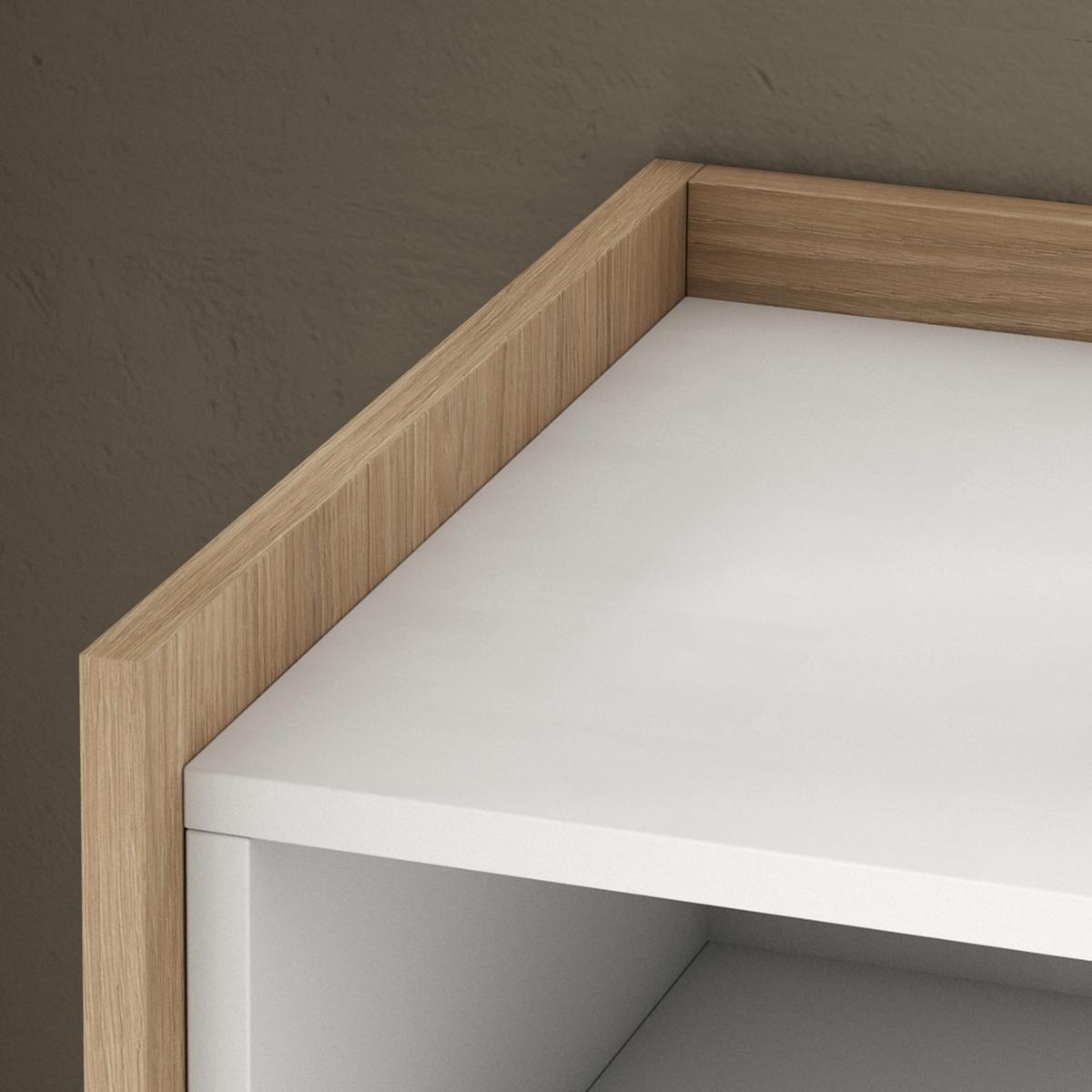 SIDEBOARD, Weiß und Eiche, 207/37/80cm, mit Led - Weiß, Holzwerkstoff (207/80/37cm) - Skraut Home
