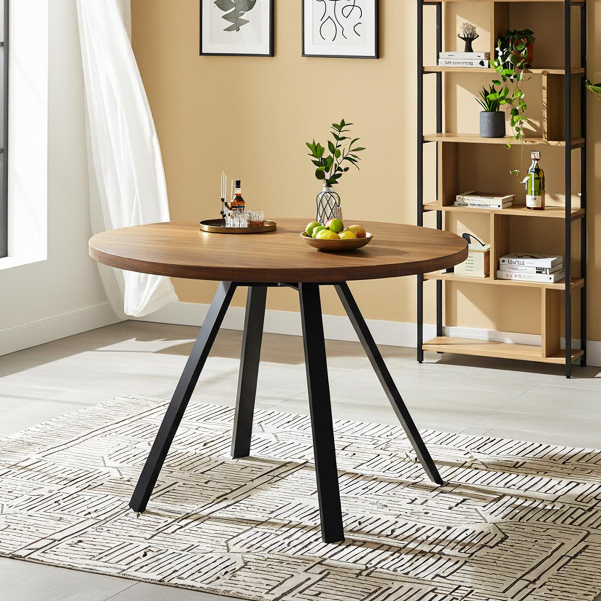 ESSTISCH Runder 80 cm Walnuss & Schwarz – Kompakttisch mit Metallbeinen im Retro-Design - Sonoma Eiche, Holzwerkstoff (80/80/75cm) - Urban Meuble