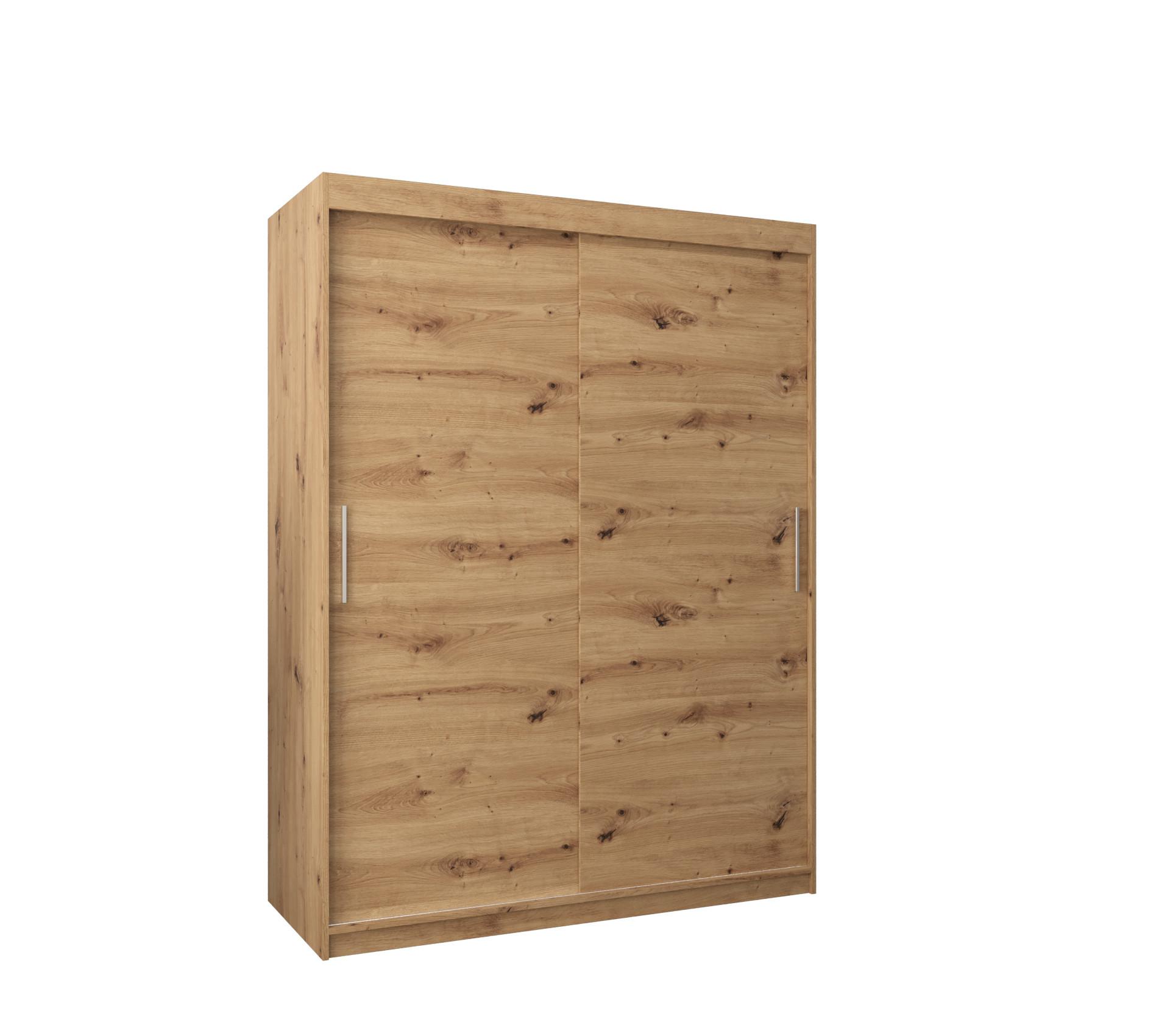 SCHIEBETÜRENSCHRANK TOKYO 200/150/62 2-türig - Silberfarben/Eiche Artisan, Holz/Kunststoff (150/200/62cm) - MÖBEL KRYSPOL