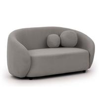 2-SITZER-SOFA Roundi Grau Bouclé - Schwarz/Grau, Holz/Kunststoff (150/76/80cm) - S-Style Möbel