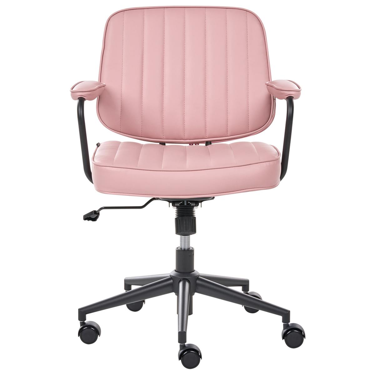 SCHREIBTISCHSTUHL Kunstleder Pastellrosa Berne - Pink, Kunststoff (60/80/60cm) - Beliani