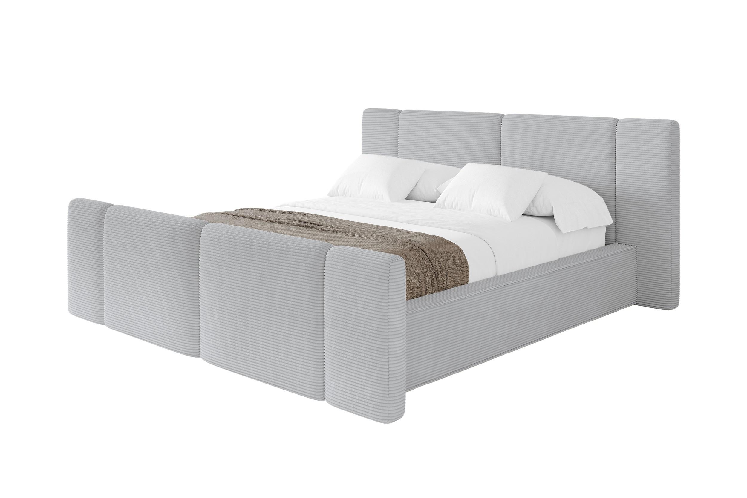 POLSTERBETT mit Bettkasten, Fußteil und Lattenrost, Bett mit Matratze H3/H4 - RIVO-Z 200x200 Grau - Anthrazit, Holzwerkstoff/Textil (200/200cm) - ALTDECOR