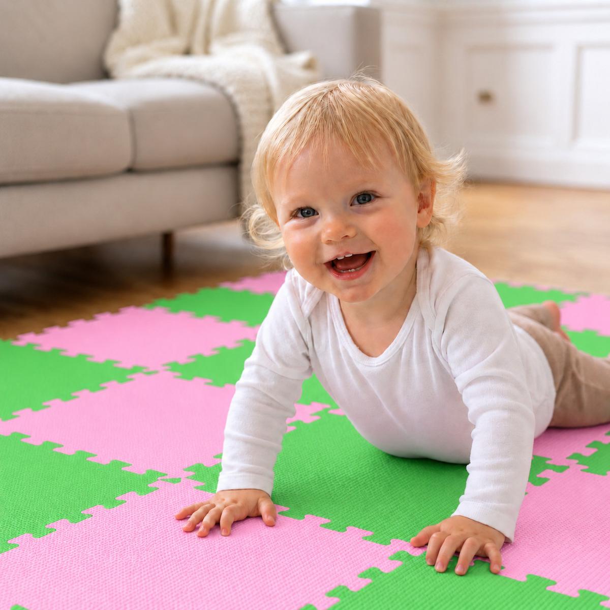 SPIELMATTE ab Null - 180/90/1 cm Puzzlematte Pink - Multicolor, Kunststoff (30/30cm) - Littletom