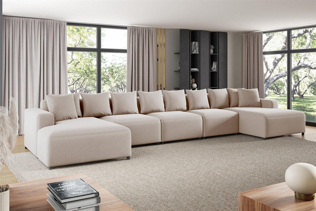 WOHNLANDSCHAFT Megan Xl In Salvador - Beige, Holzwerkstoff/Textil (517/75/165cm) - Fun Möbel