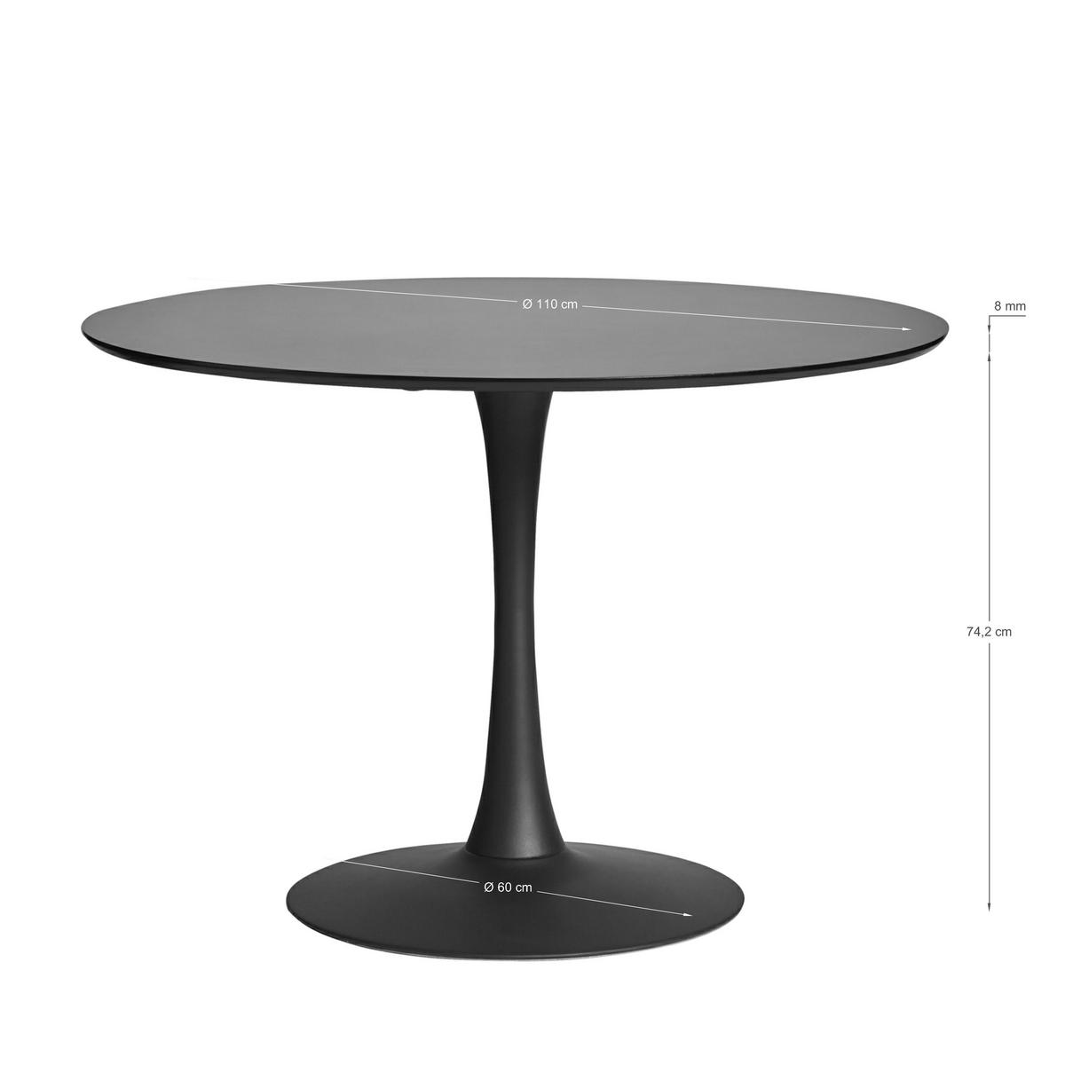 ESSTISCH Oda Schwarz 110/110/75 cm - Schwarz, Holz (110/110/75cm) - Calicosy