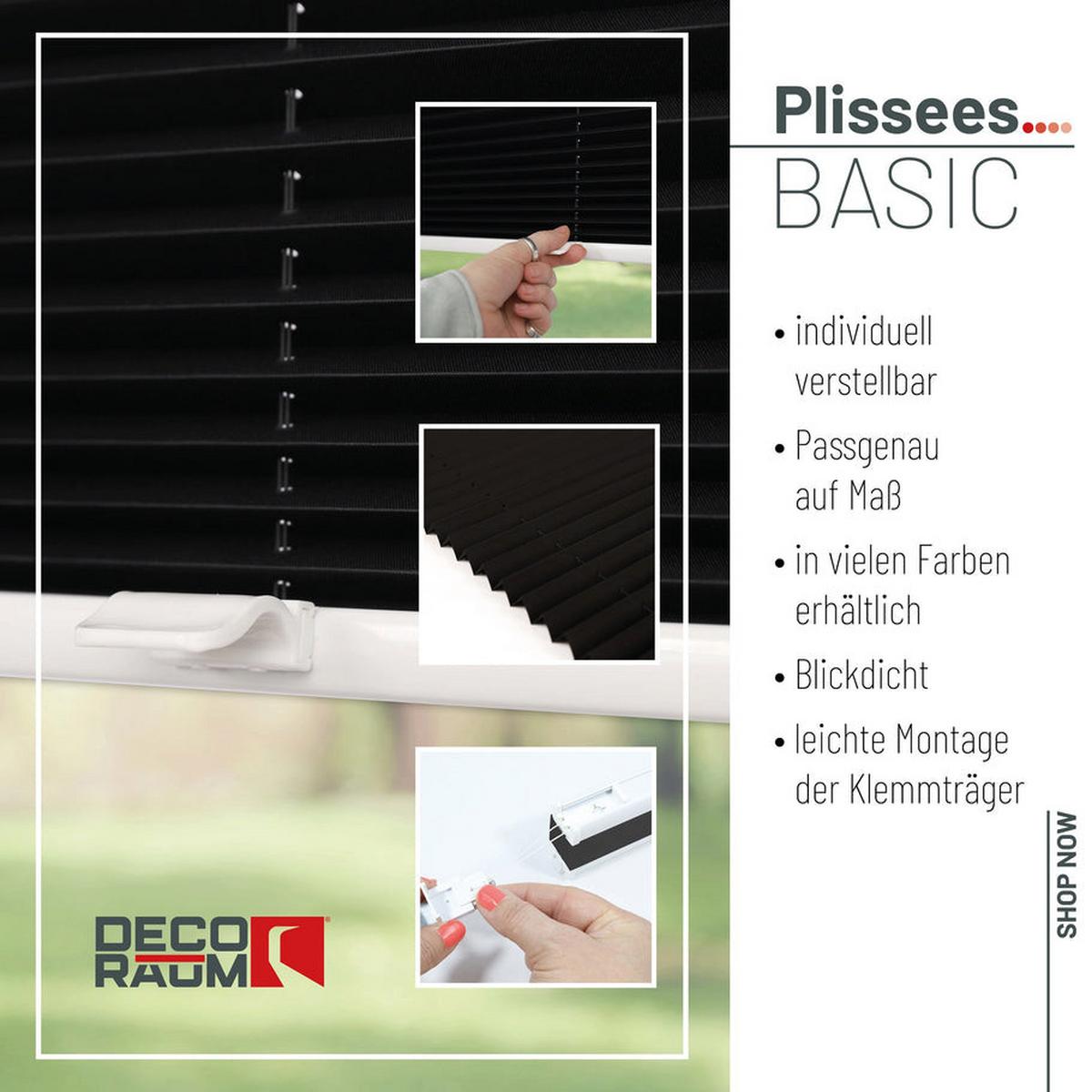PLISSEE Basic 80 x 150cm Klemmfix ohne Bohren - Schwarz, Textil (80/150cm) - Deco-Raum