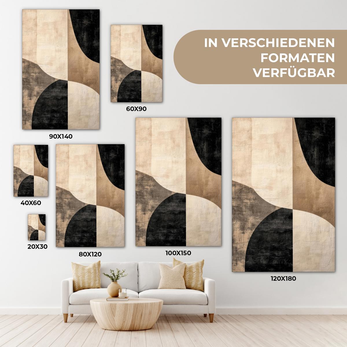 LEINWANDBILD Abstrakt - Flugzeuge - Schwarz - Rund Wanddeko Schlafzimmer 60x90 cm - Beige, Textil (60/90cm) - MuchoWow