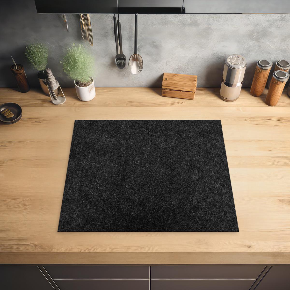 HERDABDECKPLATTE Granit - Schwarz - Granitstruktur - Dunkel Ceranfeldabdeckung 59x52 cm - Schwarz, Kunststoff (59/52/0.2cm) - MuchoWow