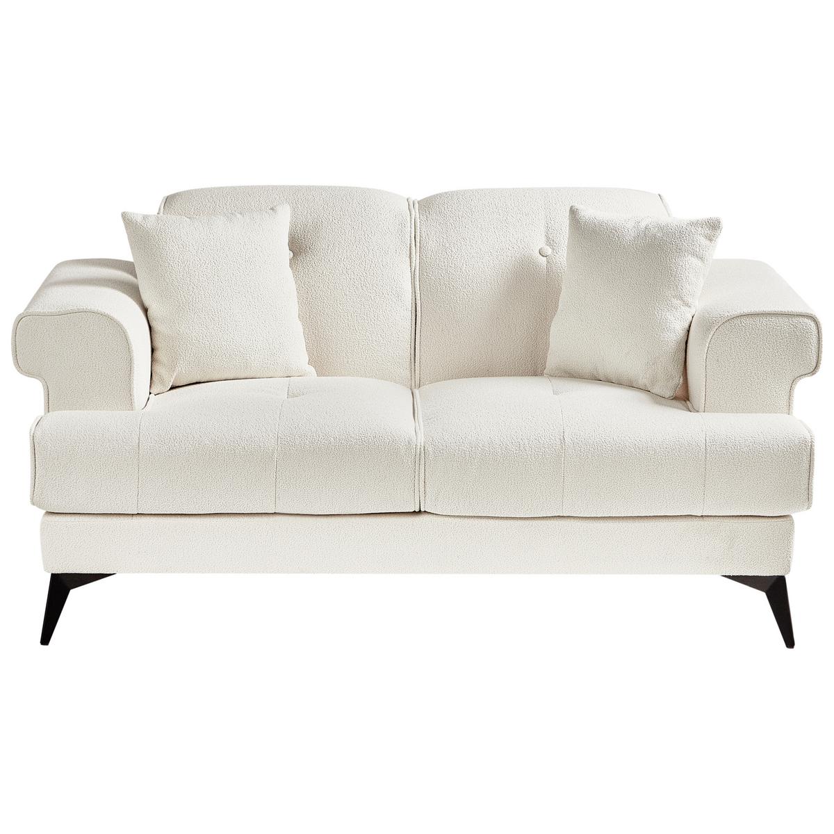 2-SITZER-SOFA Bouclé Weiß Skive - Weiß, Textil (160/88/85cm) - Beliani