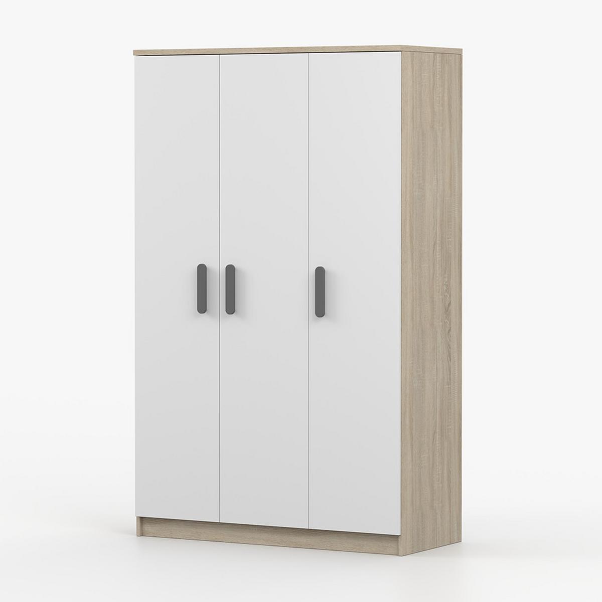 KLEIDERSCHRANK Jonas III 2D 19, 120/192/50, 3-türig, Sonoma-Eiche - Grau/Sonoma Eiche, Holzwerkstoff (120/194/50cm) - imoebel24