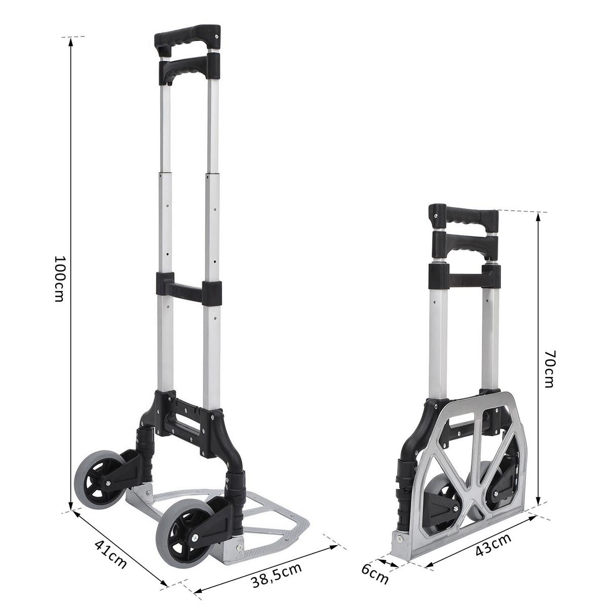 ALU Sackkarre, Transportkarre - Schwarz, Metall (385/100/41cm) - HOMCOM