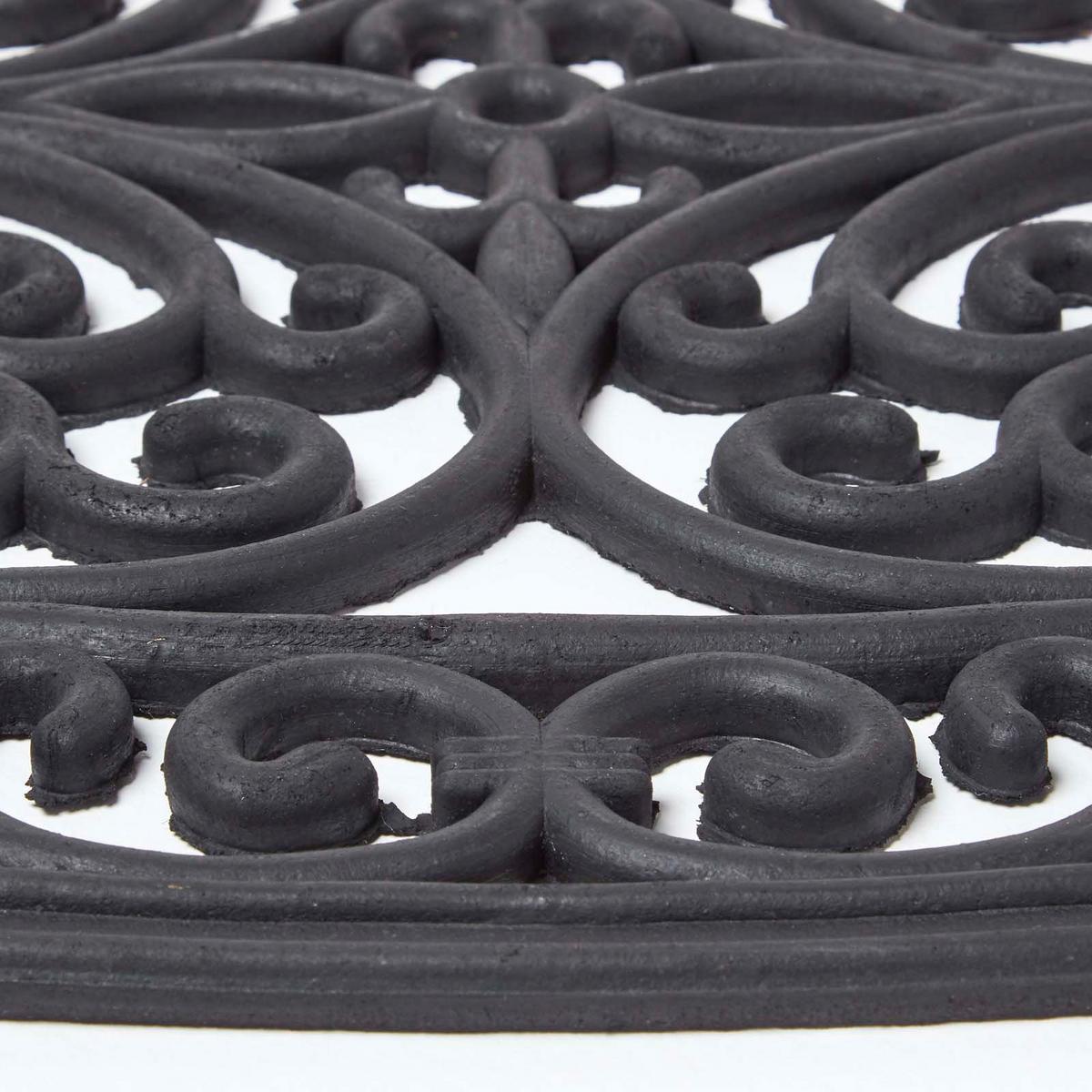FUSSMATTE Ornament oval, Gummi 44/70 cm - Schwarz, Naturmaterialien (44/70cm) - Homescapes