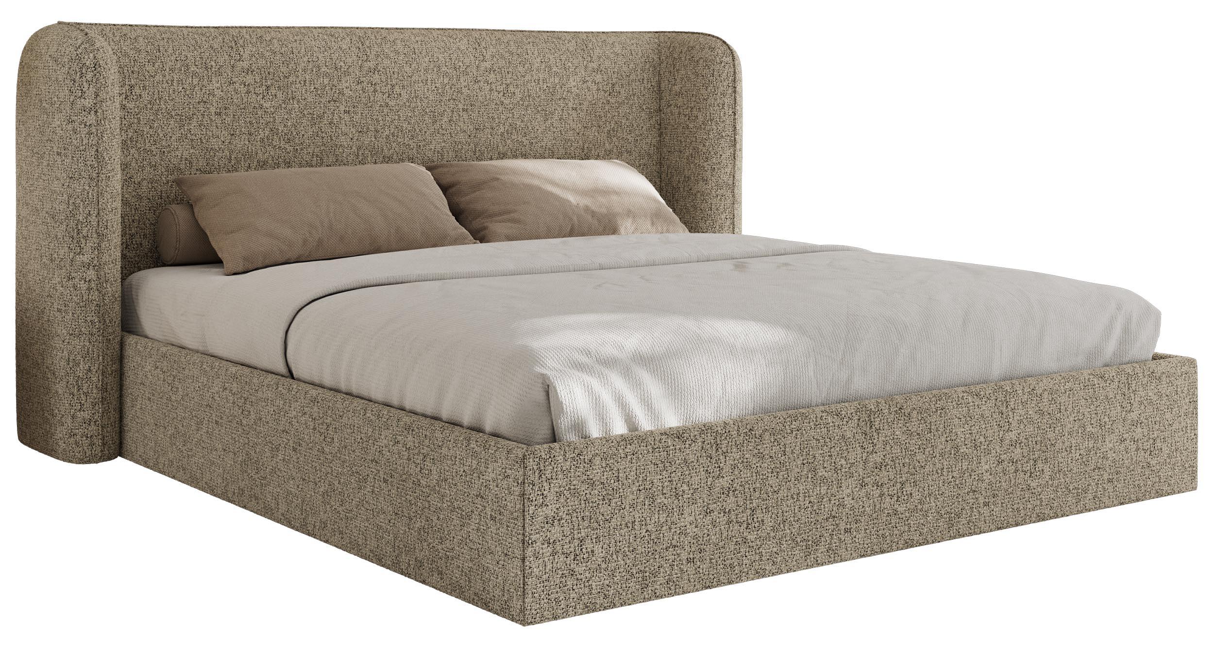 POLSTERBETT EMORA CLASSIC 200/200 - Dunkelbeige Strukture - ohne Matratze - Sandfarben, Textil (200/200cm) - MKS