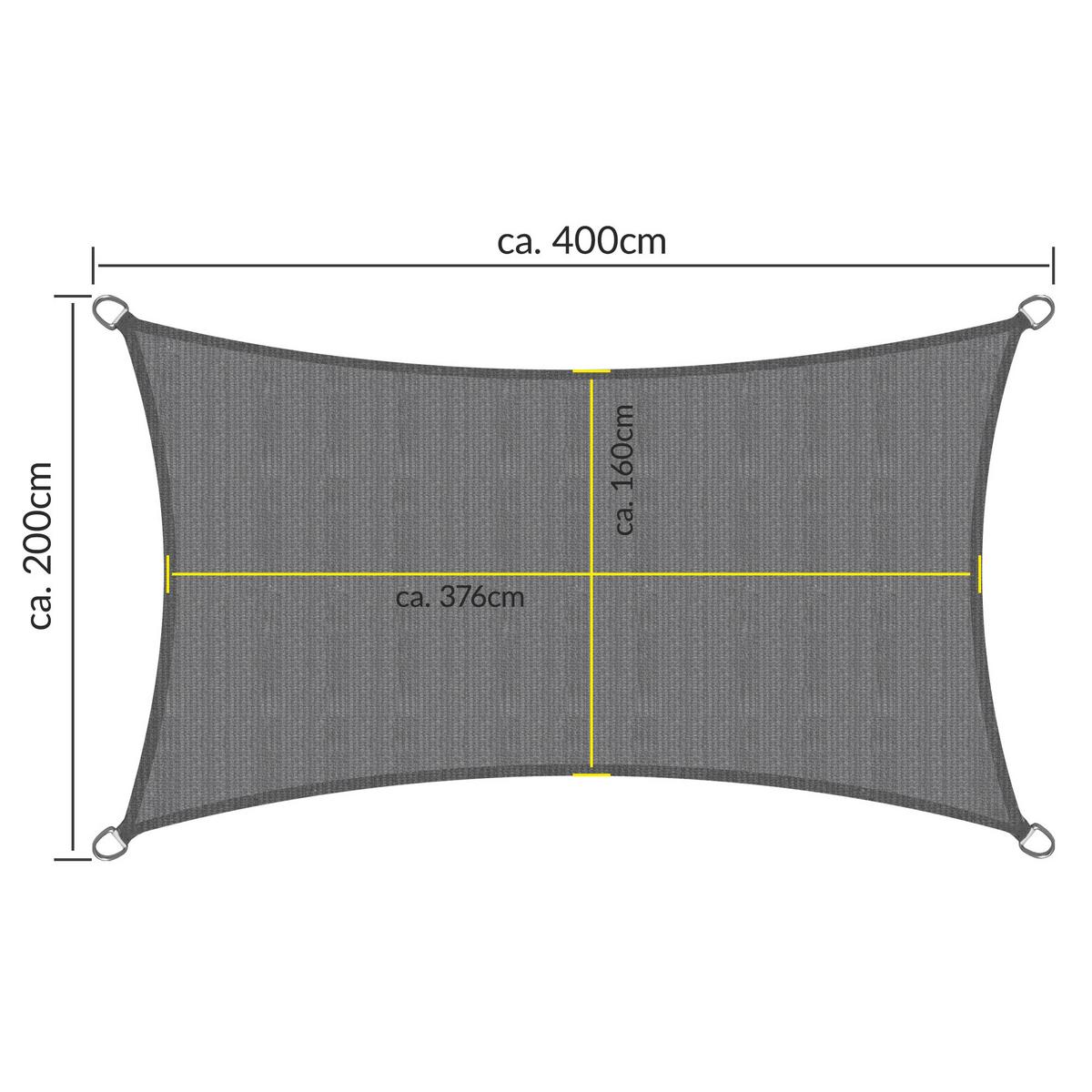 SONNENSEGEL SolVision HS9 200/400 cm rechteckig Anthrazit HDPE - Anthrazit, Kunststoff (400/200cm) - Sol Royal
