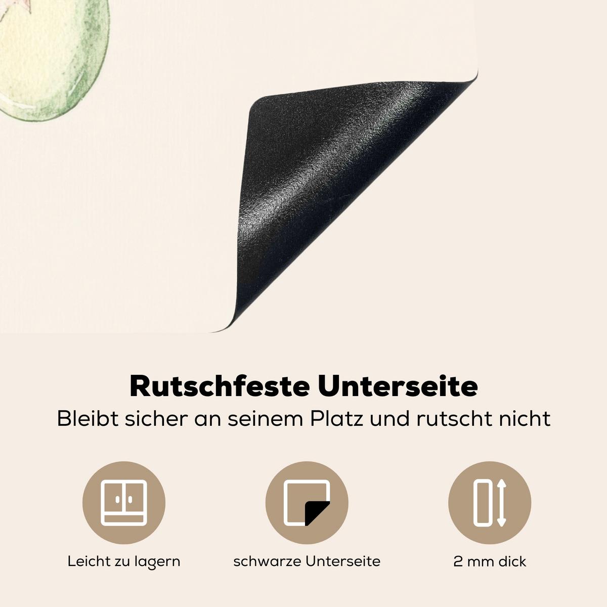 HERDABDECKPLATTE Osterkuchen - Schleife - Eier Induktionsschutz 81.6x52.7 cm - Creme, Kunststoff (81.6/52.7/0.2cm) - MuchoWow