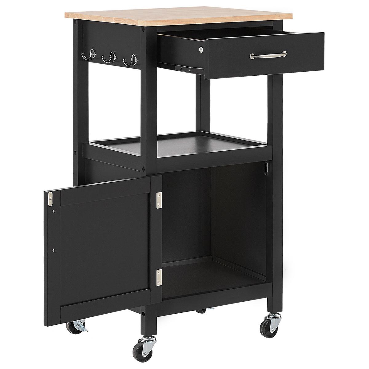 SERVIERWAGEN Schwarz Siena - Schwarz/Braun, Holzwerkstoff (39/89/48cm) - Beliani