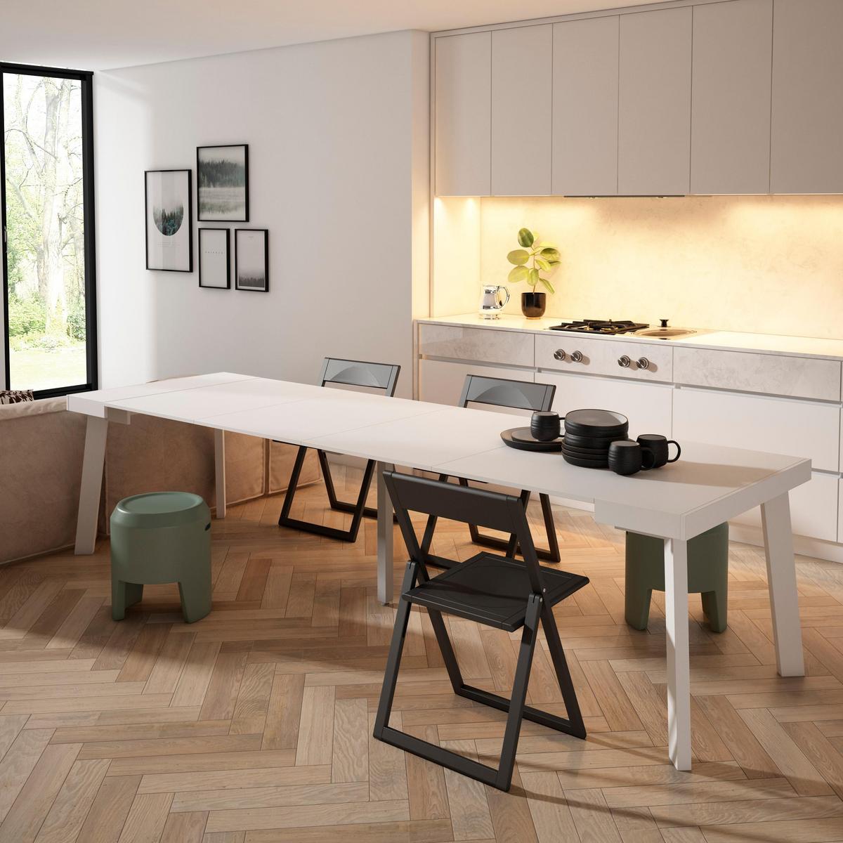 ESSTISCH ausziehbar 58 bis 302cm, für 14 Gäste, weiß, 58/90/73cm - Weiß, Holzwerkstoff (90/302/73cm) - Skraut Home