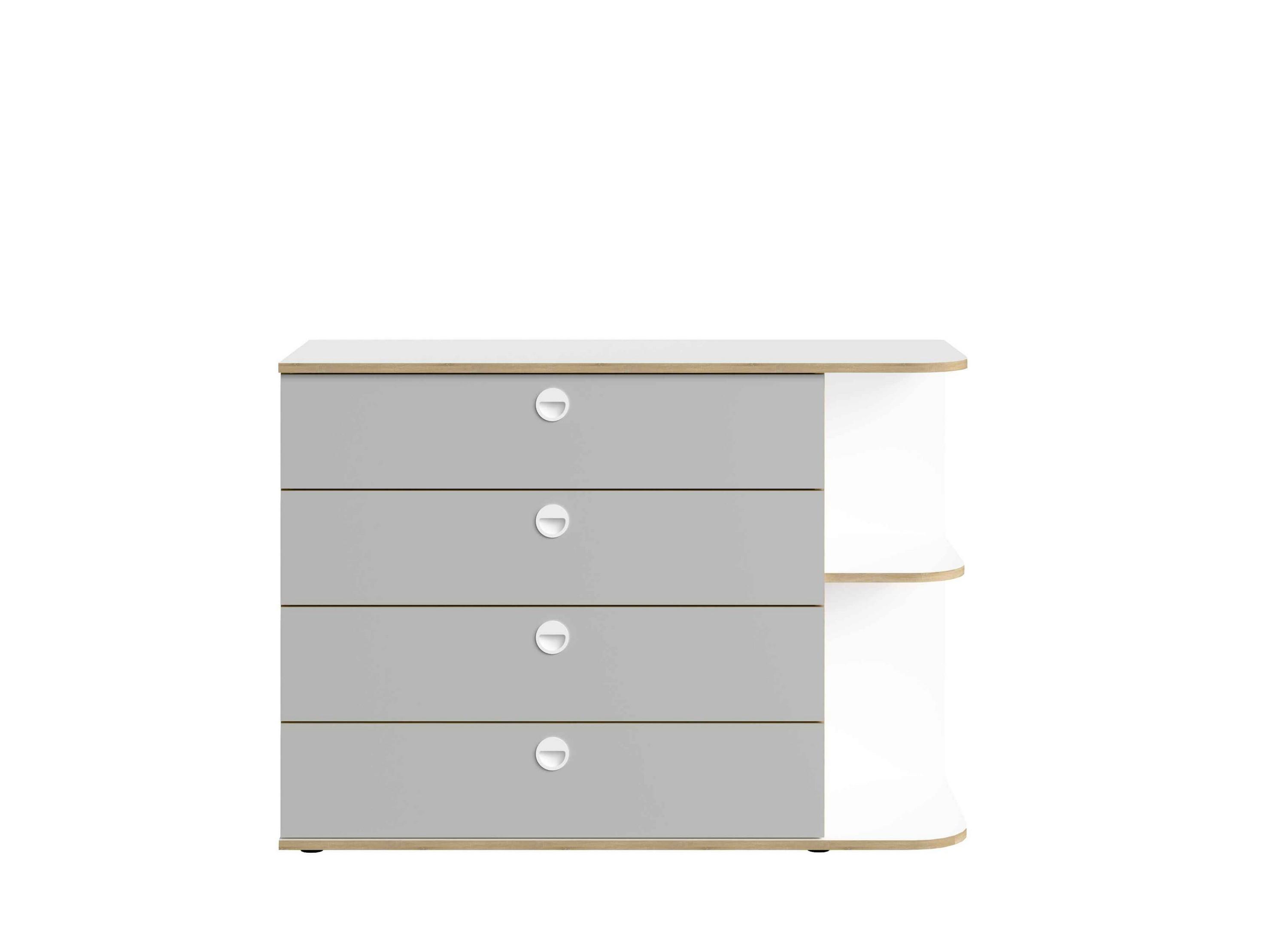 KOMMODE AMARIS 116/81,7/42cm mit 4 Schubladen Türen Grau - Weiß/Grau, Holzwerkstoff (116/81.7/42cm) - MASSENO